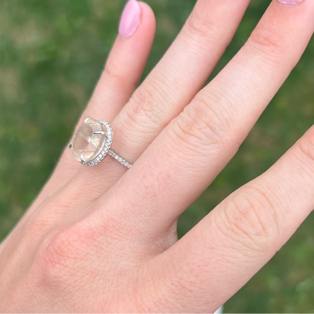 14k white gold champagne morganite oval engagement ring